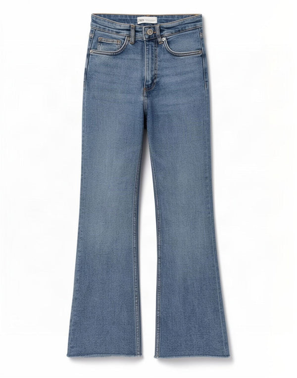 Zara Damen Bootcut Jeans EU 34 2XS W24 L24 Blau