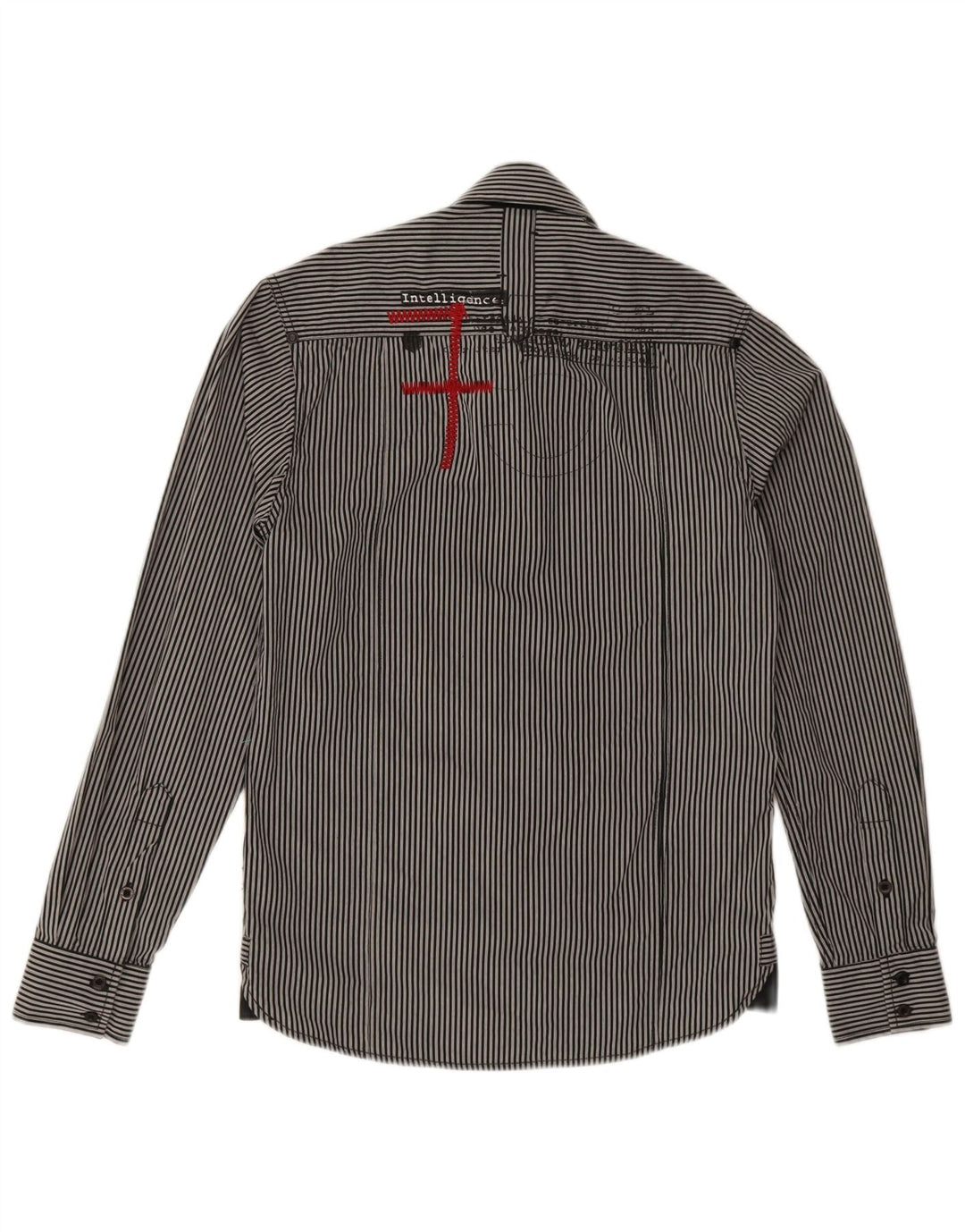 Jack & Jones Herren-Grafikhemd, klein, schwarze Nadelstreifen-Baumwolle