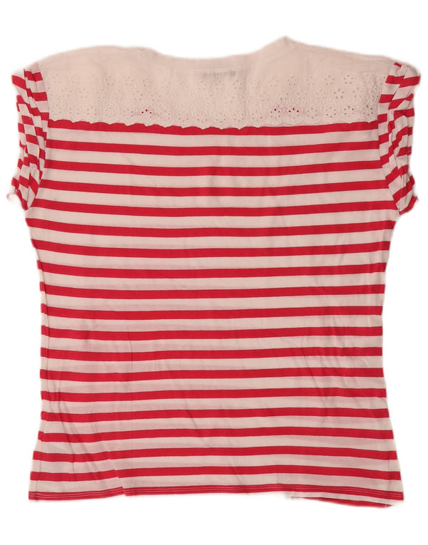 Liu Jo Damen T-Shirt Top UK 14 Mittelrosa gestreift aus Baumwolle