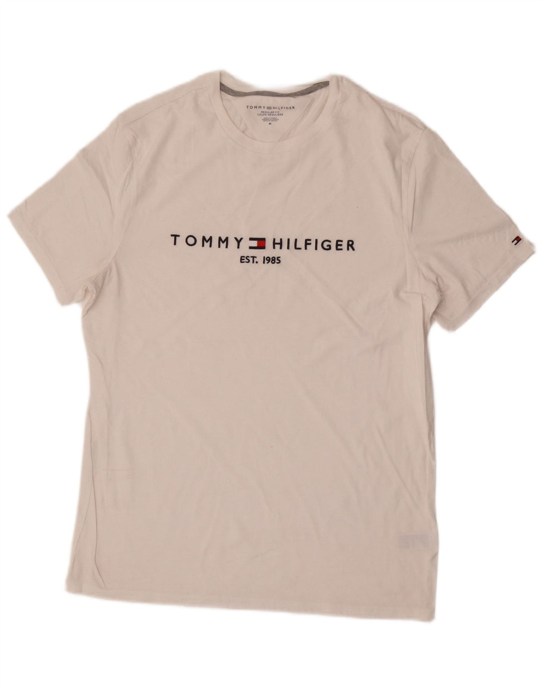 Tommy Hilfiger Herren-T-Shirt mit normaler Passform, mittelweiße Baumwolle