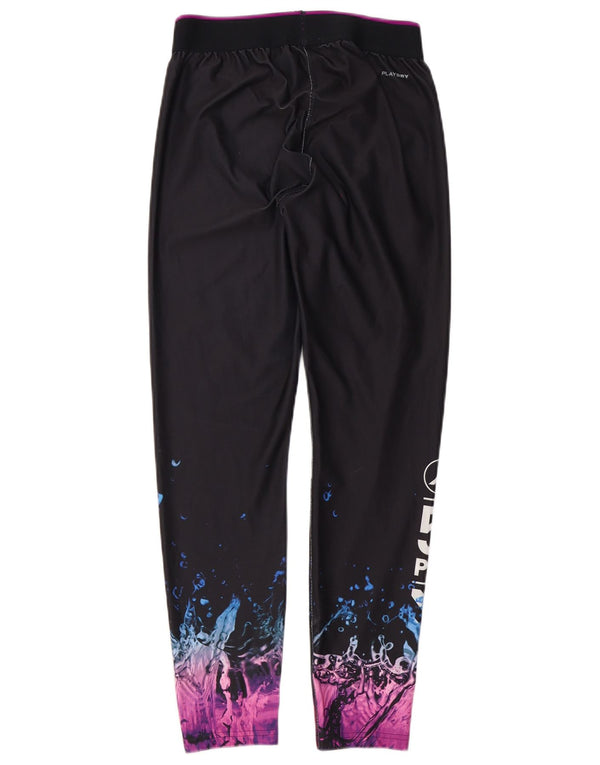 Reebok Womens Graphic Leggings UK 12/14 Medium Schwarz Colourblock