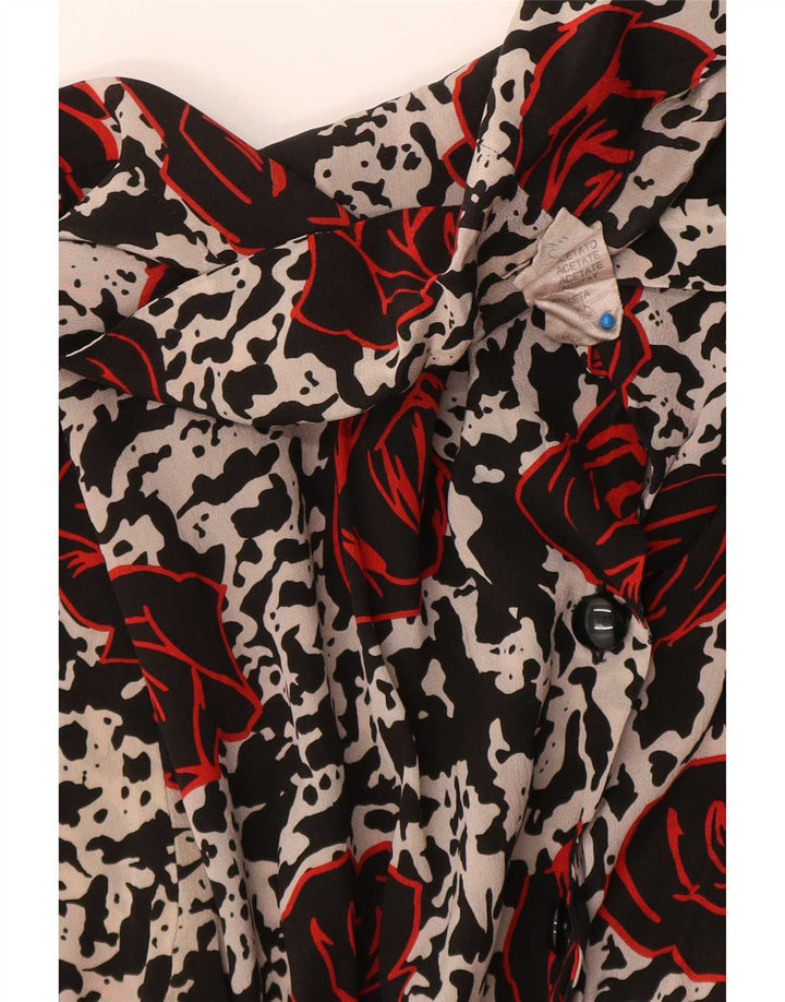 Vintage Damen A-Linie Kleid IT 44 Medium Mehrfarbig Blumen Acetat