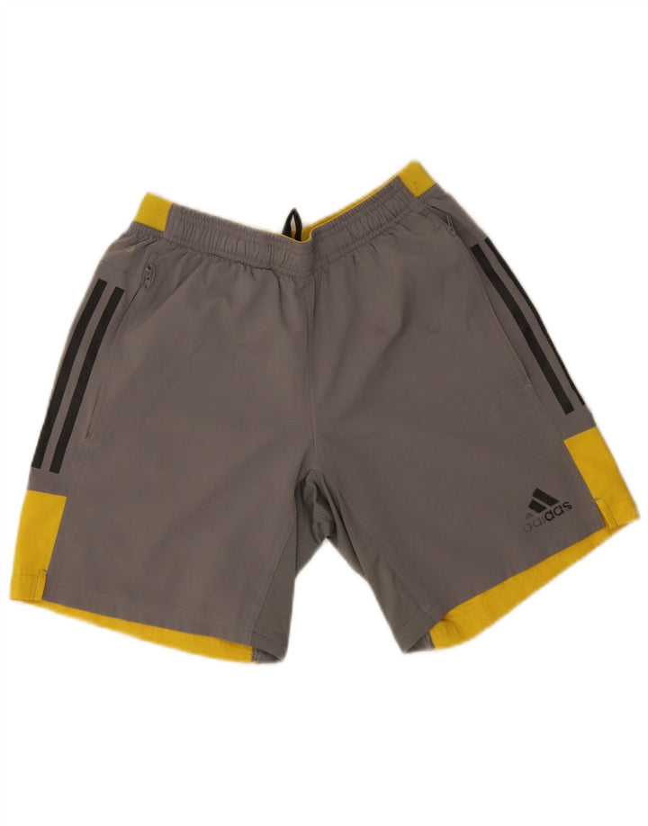 Adidas Herren-Sportshorts, klein, graues Colourblock-Polyester