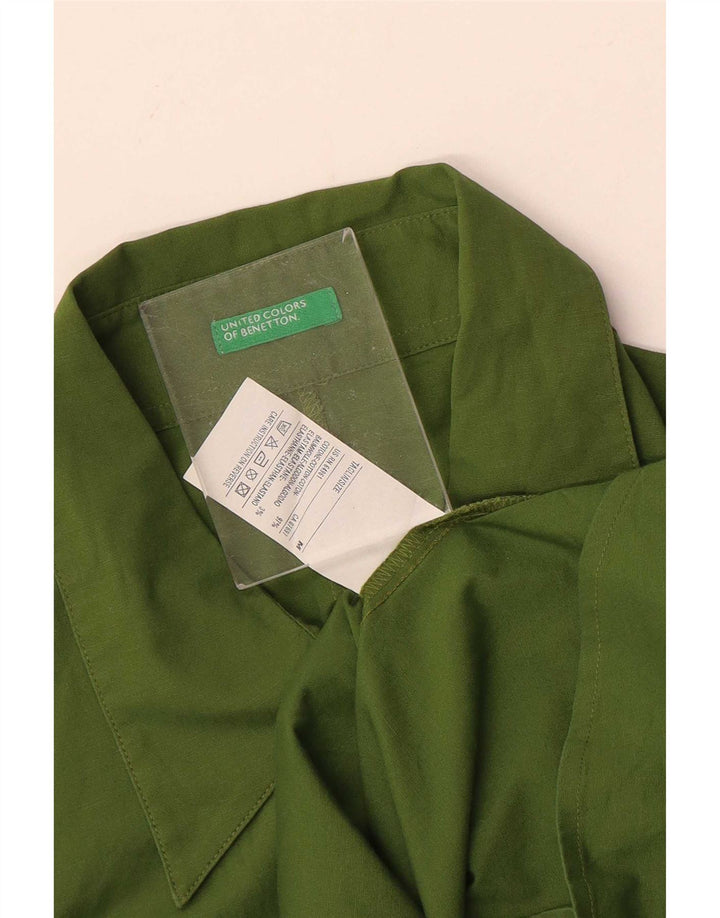 Benetton Damen-Pullover-Hemd UK 12 aus mittelgrüner Baumwolle