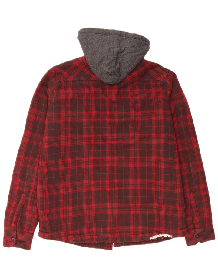 Mistral Herren-Lumberjack-Flanellhemd mit Kapuze, mittelrot, kariert, Baumwolle