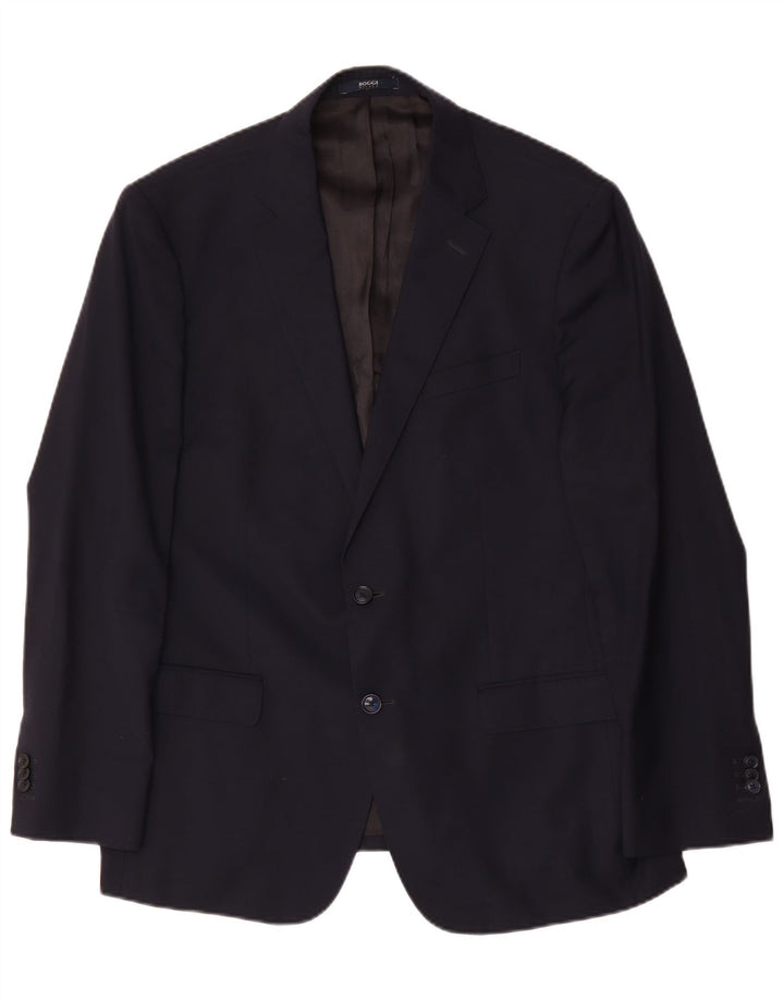 Boggi Herren Milano 2-Knopf-Blazerjacke IT 56 3XL Marineblaue Wolle