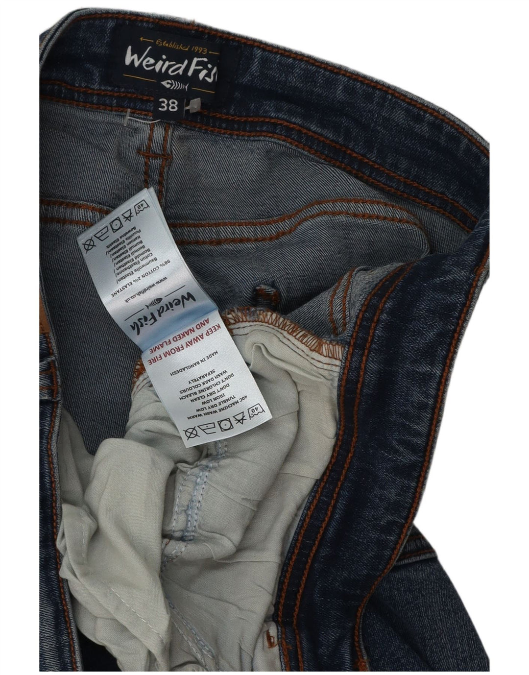 Weird Fish Herren Straight Jeans W38 L32 Blaue Baumwolle