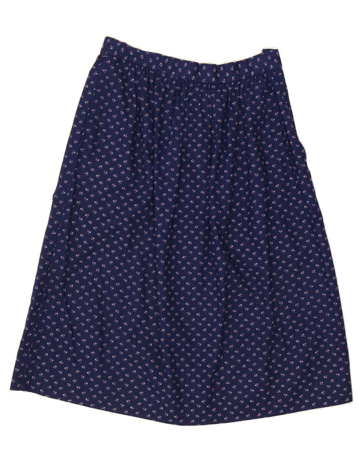 VINTAGE Womens A-Line Skirt W28 Medium  Navy Blue Floral Vintage Vintage and Second-Hand Vintage from Messina Hembry 