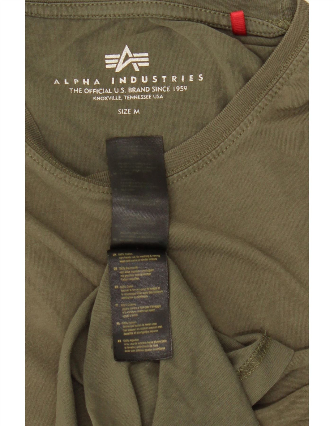 Alpha Industries Herren T-Shirt-Oberteil aus mittlerer Khaki-Baumwolle