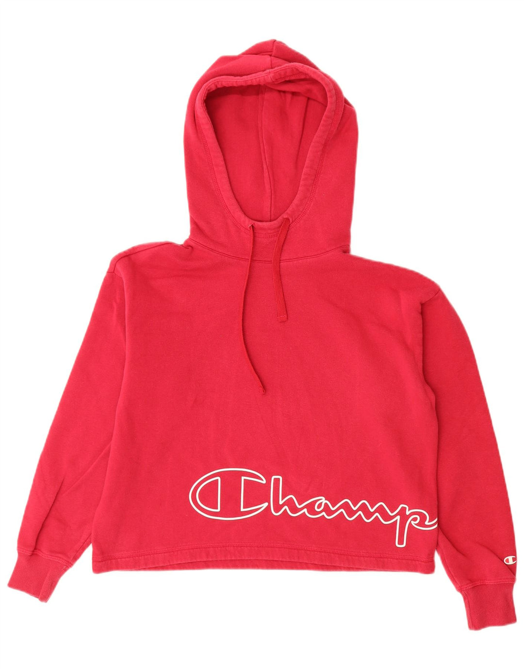 Champion Damen-Pullover mit übergroßem Crop-Grafik-Kapuzenpullover, Gr. 10, Größe S, Rot