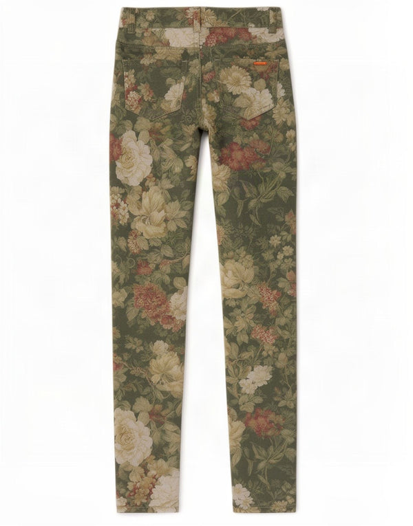 Zara Damen Trafaluc Skinny Jeans EU 34 2XS W24 L30 Grün geblümte Baumwolle