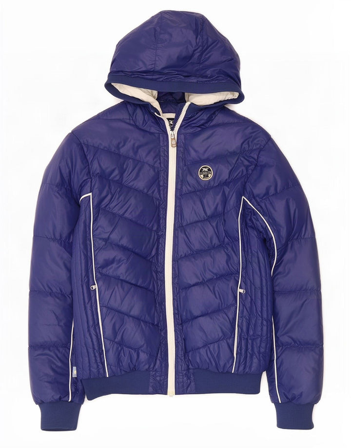 North Sails Wattierte Jungenjacke mit Kapuze, 13–14 Jahre, blaues Polyamid