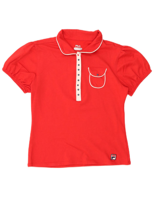 FILA Damen Poloshirt UK 16 Große rote Baumwolle