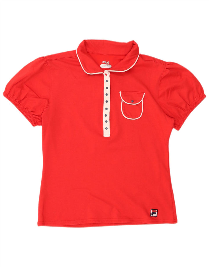 FILA Damen Poloshirt UK 16 Große rote Baumwolle
