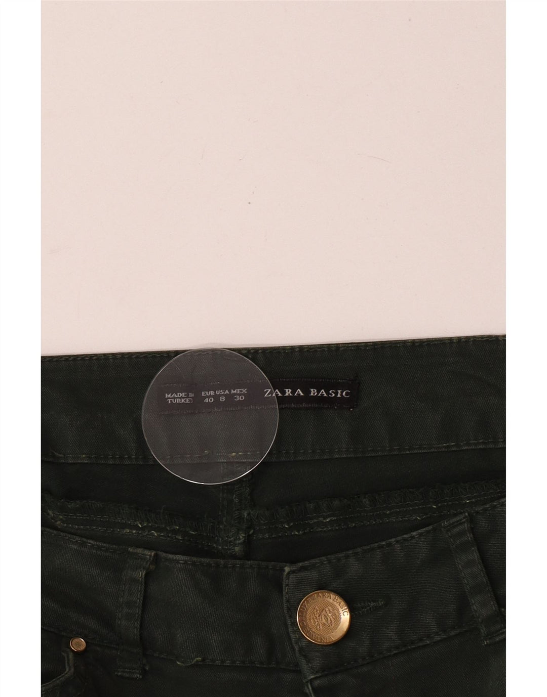 Zara Damen Crop Slim Jeans EU 40 Medium W30 L24 Grün