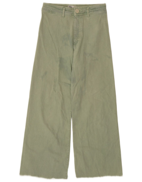 Zara Damen High Rise Wide Leg Jeans EU 40 Medium W30 L27 Grün