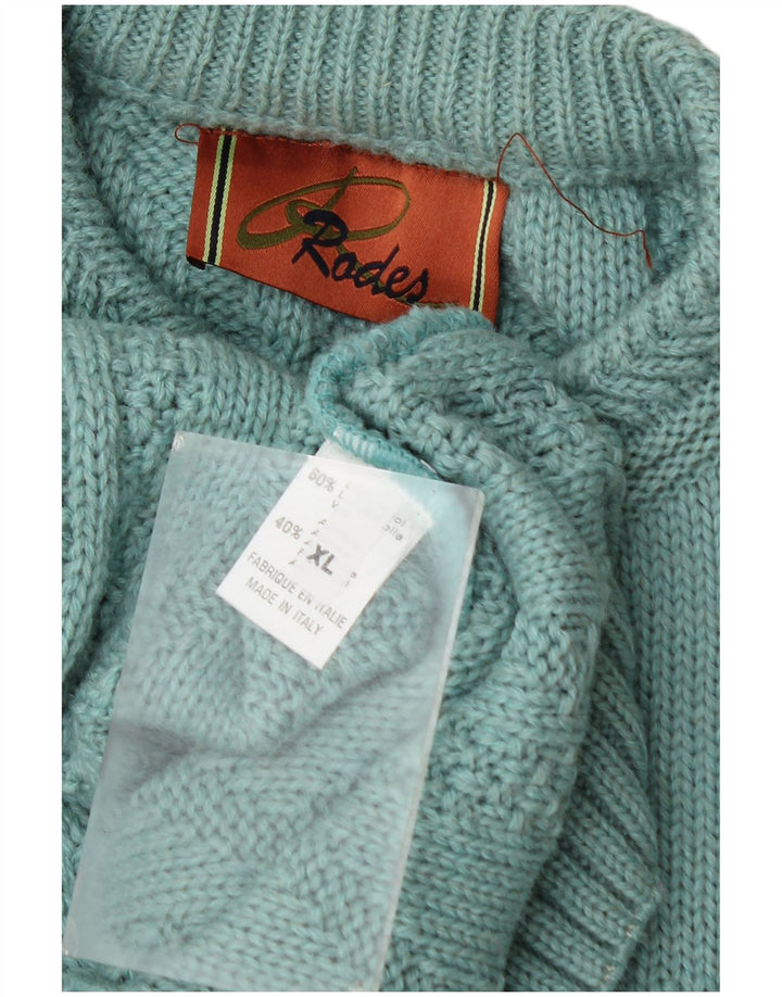 Rodes Herren-Pullover mit Rundhalsausschnitt, XL, grüne Wolle
