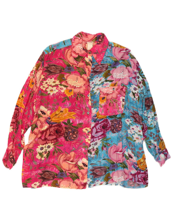 Vintage Damen Hemdbluse UK 18 XL Mehrfarbige florale Viskose