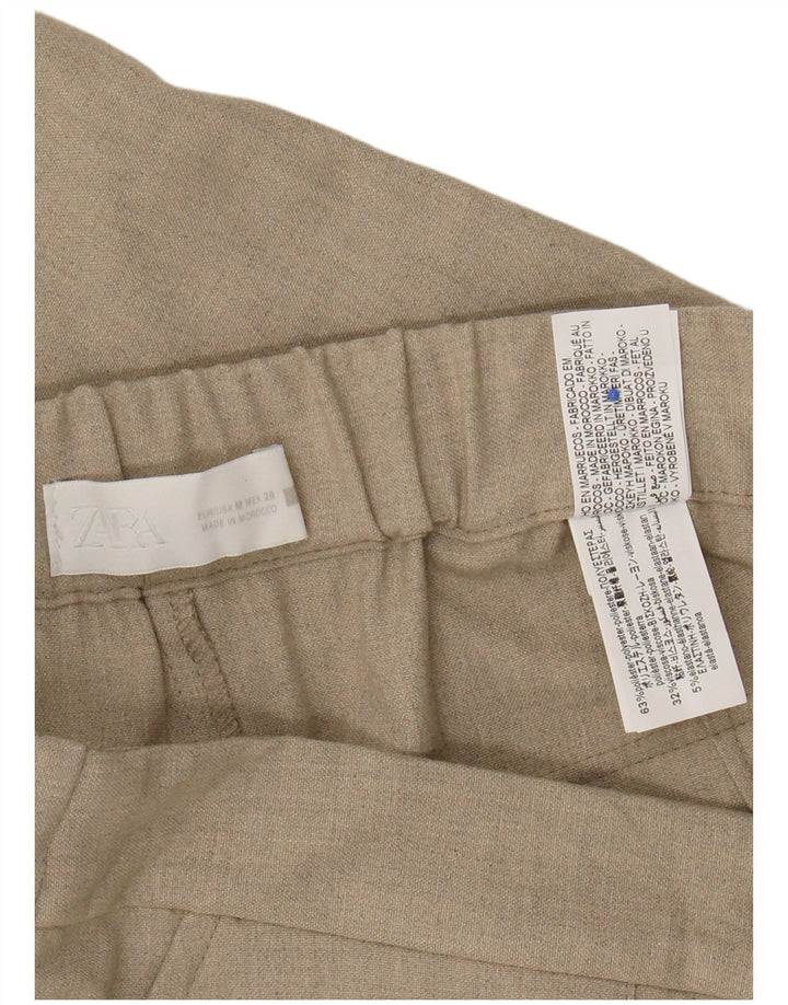 Zara Damen-Hose mit hoher Taille, mittelgroß, W28, L23, Beige, Polyester