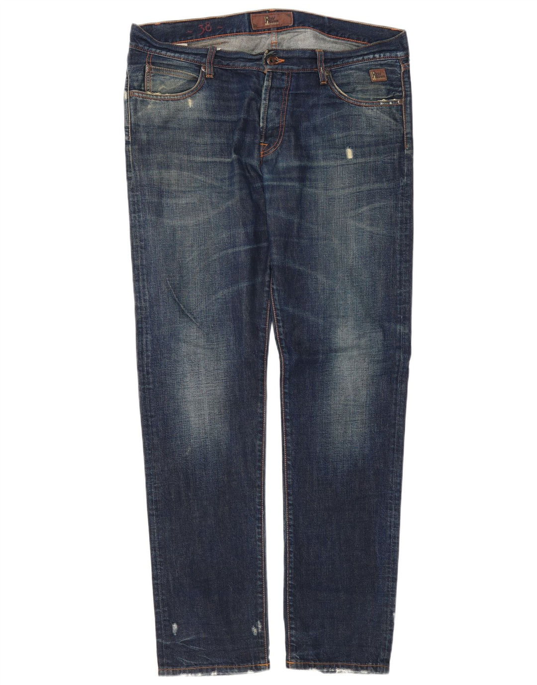 Roy Rogers Herren Distressed Slim Jeans W38 L34 Blaue Baumwolle