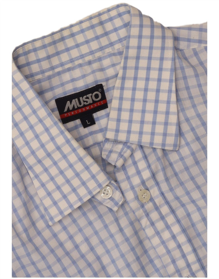 Musto Slim-Fit-Hemd für Herren, groß, weißer Gingham-Karomuster