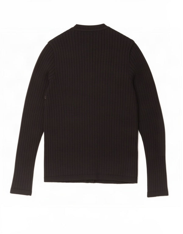 Zara Damen-Pullover mit Rundhalsausschnitt, Gr. 12, mittelschwarz, gestreift, Wolle