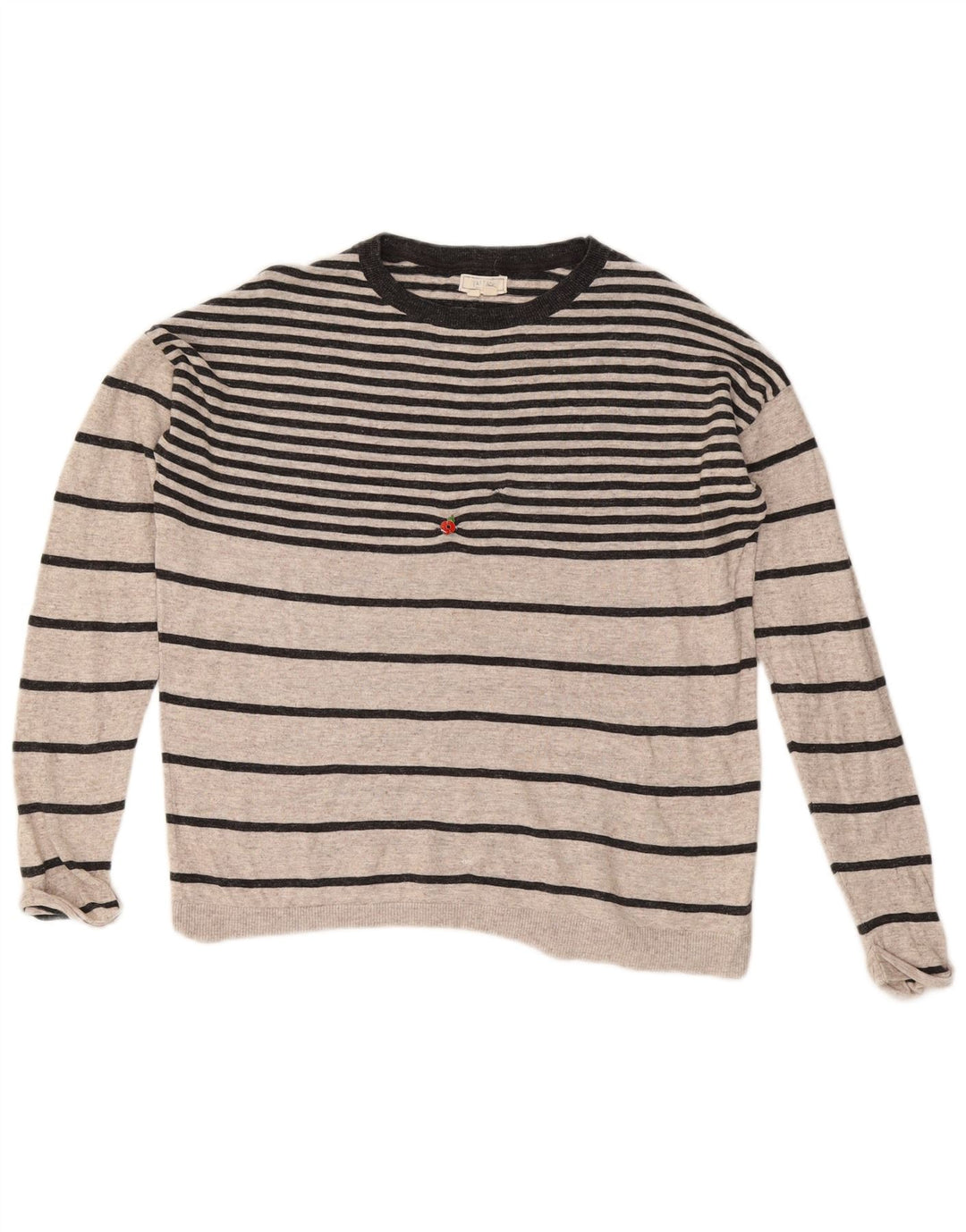Fat Face Damen-Pullover, übergroß, U-Boot-Ausschnitt, Gr. 10, klein, grau gestreift