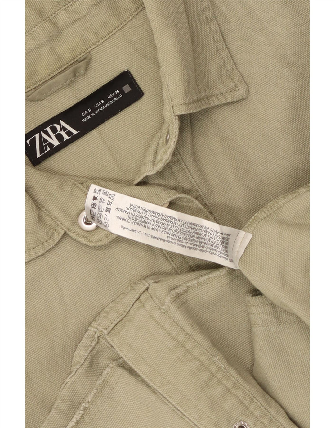 Zara Damen-Oversize-Hemd, UK 10, Größe S, grüne Baumwolle