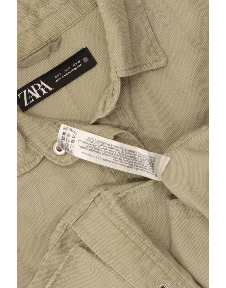 Zara Damen-Oversize-Hemd, UK 10, Größe S, grüne Baumwolle