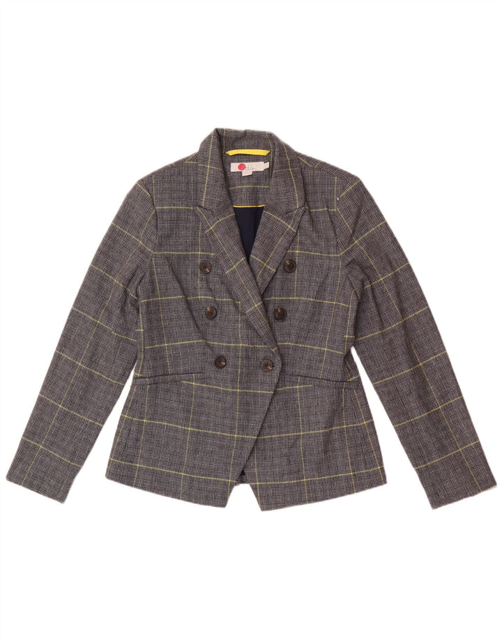Boden Womens Petite Blazer Jacke UK 10 Small Marineblauer Hahnentrittmuster