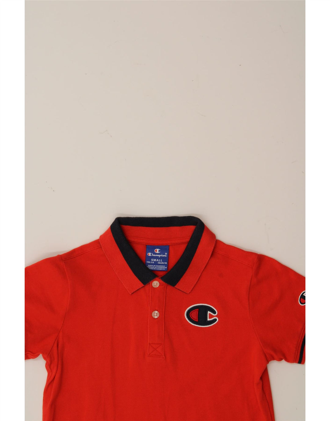 CHAMPION Boys Graphic Polo Shirt 7-8 Years Small Red Cotton Vintage Champion and Second-Hand Champion from Messina Hembry 