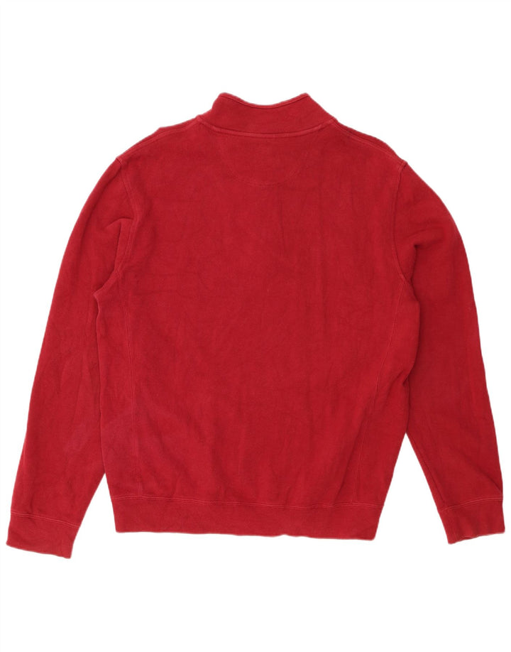 BROOKS BROTHERS Mens 346 Zip Neck Jumper Sweater Medium Red Cotton