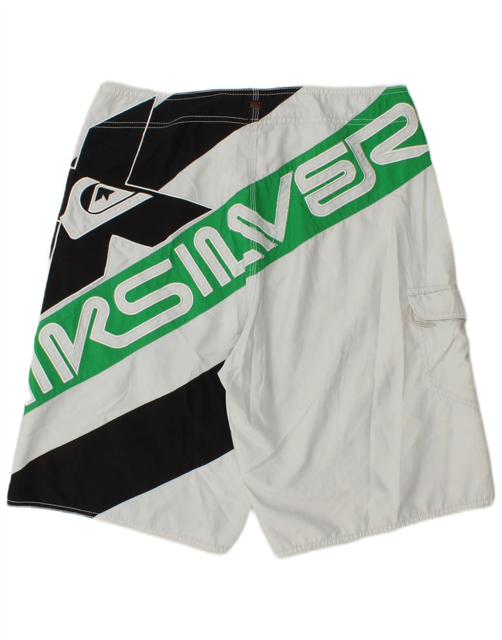 QUIKSILVER Herren-Badeshorts mit Grafik, groß, weißes Farbblock-Polyester