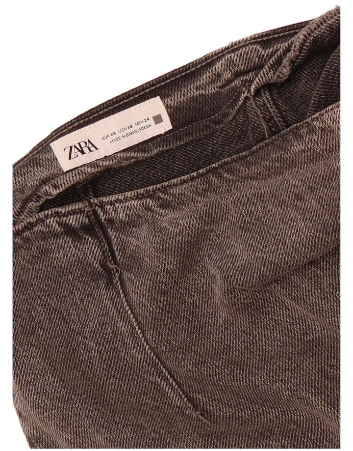 Zara Damen Jeansrock XS W24 Graue Baumwolle