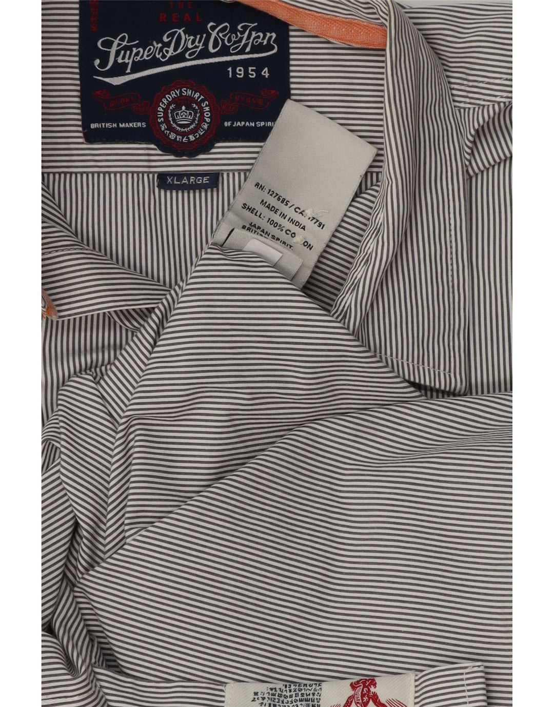 Superdry Herrenhemd XL, blau gestreift, Baumwolle