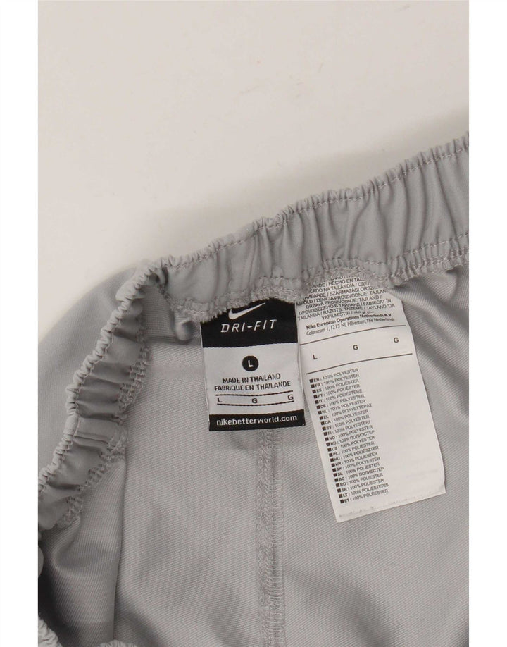 Nike Damen Dri Fit Graphic Sport Shorts UK 16 Large Grau Polyester