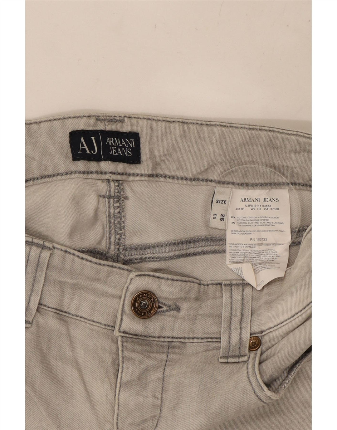 ARMANI Damen Slim Jeans W26 L32 Graue Baumwolle