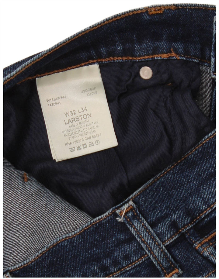 Wrangler Damen Larston Slim Jeans W32 L34 Marineblaue Baumwolle