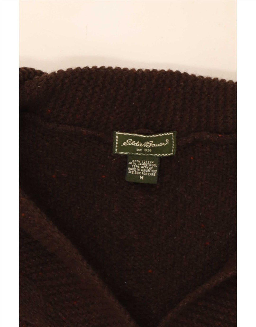 Eddie Bauer Damen-Cardigan-Pullover UK 12 Mittelbraun gefleckte Baumwolle
