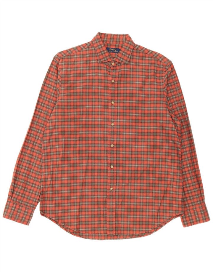 Polo Ralph Lauren Herrenhemd, groß, orange kariert, Baumwolle