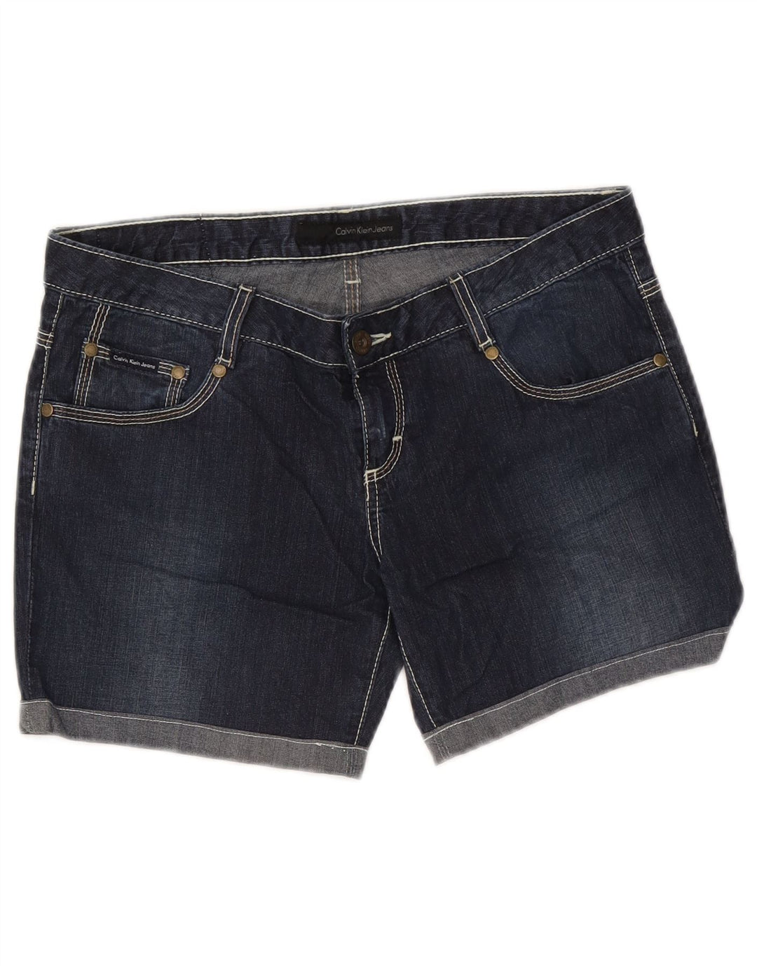 Calvin Klein Damen Jeansshorts W31 Medium Navy Blue Cotton