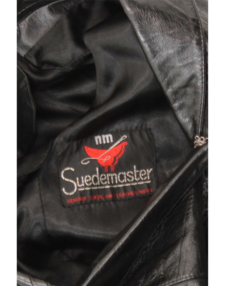 Wildledermaster Damen-Blazerjacke aus Leder mit 3/4-Ärmeln, UK 12, Mittelschwarz