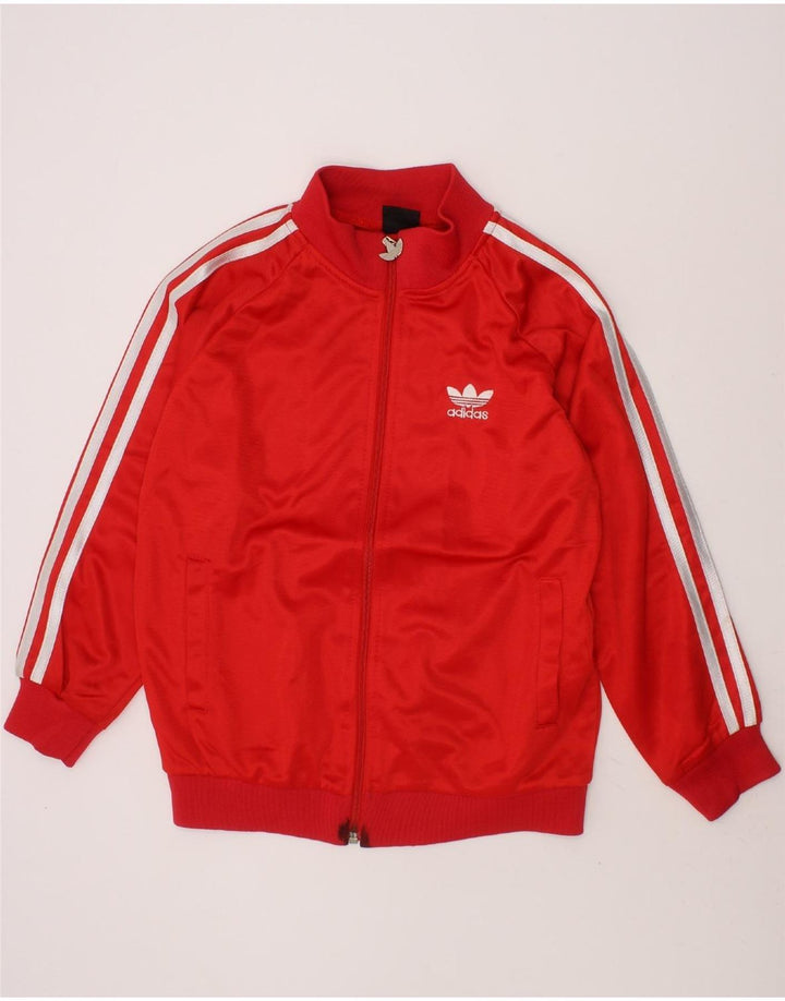 ADIDAS Boys Tracksuit Top Jacket 9-10 Years Red Polyester Vintage Adidas and Second-Hand Adidas from Messina Hembry 