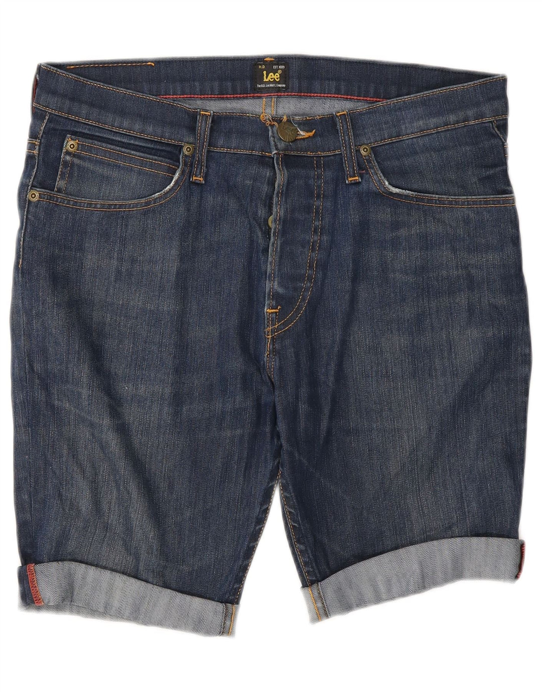 Lee Damen Jegger Denim Shorts W31 Mittelblaue Baumwolle