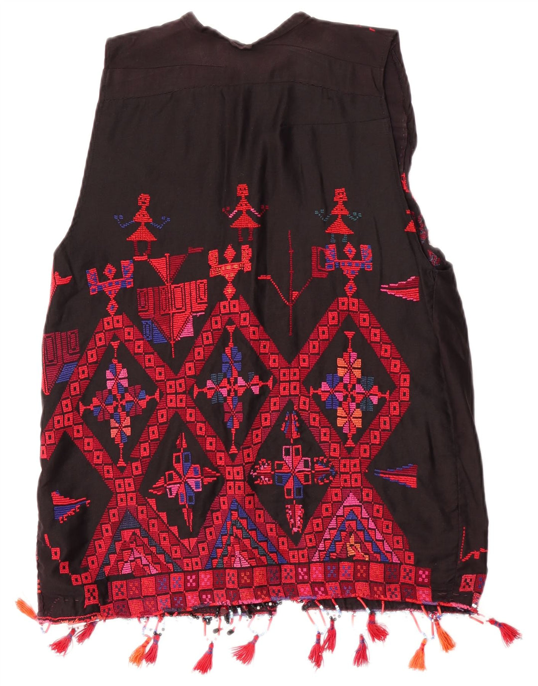 Vintage Damen Weste UK 14 Medium Mehrfarbig Geometrisch Aztekisch