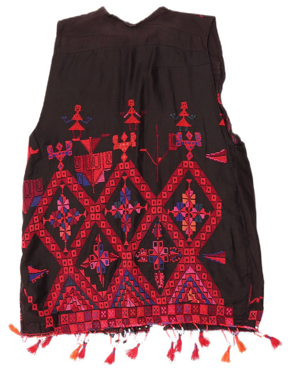 Vintage Damen Weste UK 14 Medium Mehrfarbig Geometrisch Aztekisch
