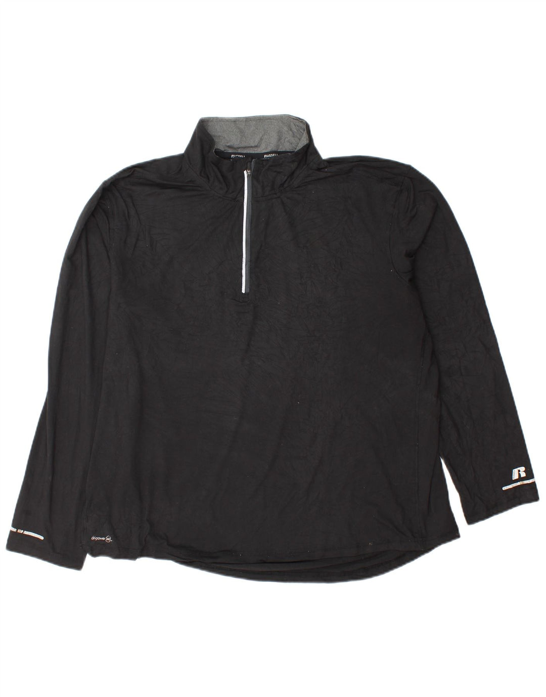 Russell Athletic Herren Dri-Power Zip Neck Top Langarm XL Schwarz Polyester