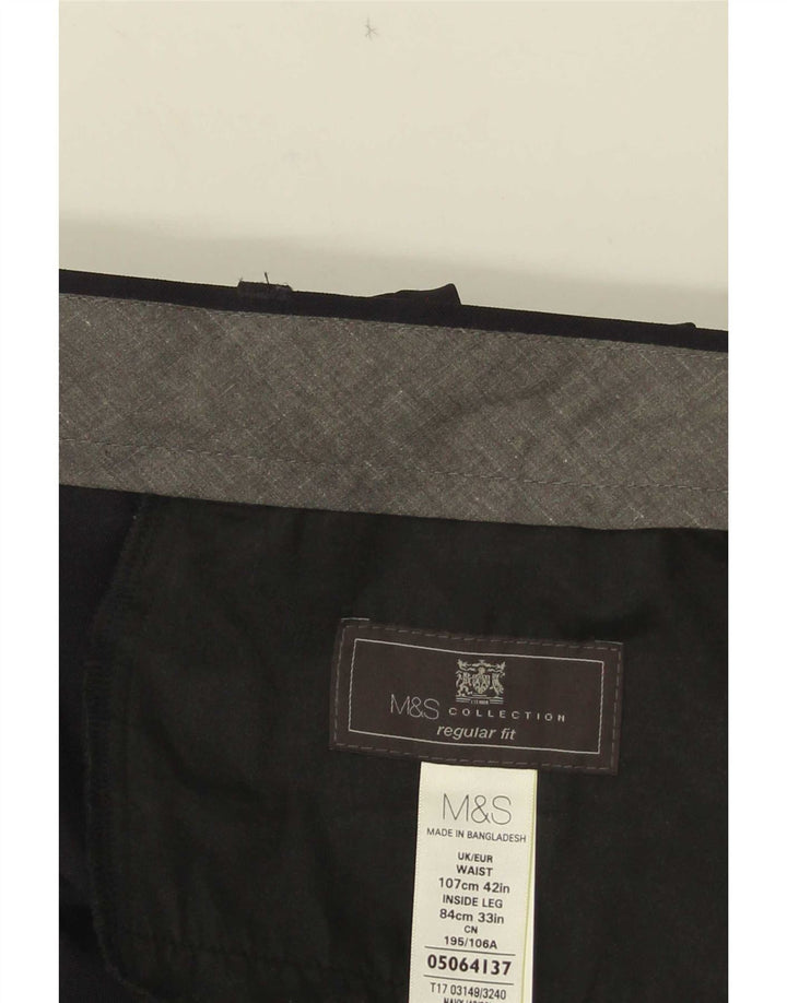 Marks & Spencer Herren-Anzughose mit gerader Passform und normaler Passform, W42, L29, Schwarz