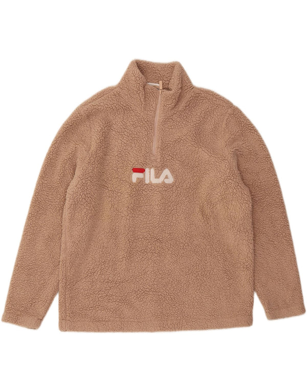 Fila Damen Fleece-Pullover mit Grafik, UK 16, Größe L, beige, Polyester