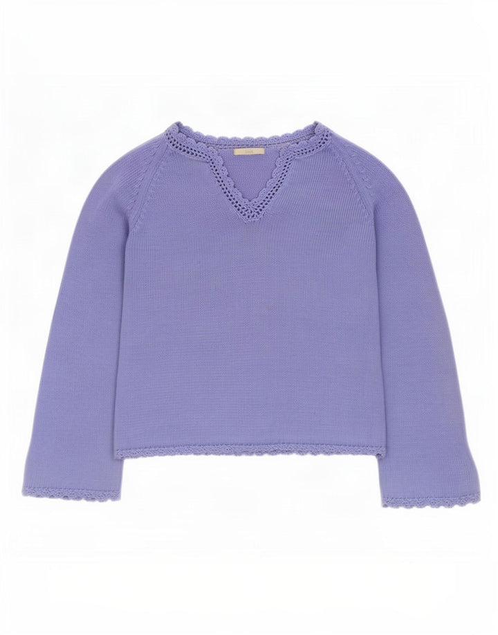 Marks & Spencer Damen Top Langarm UK 16 Large Blau Baumwolle